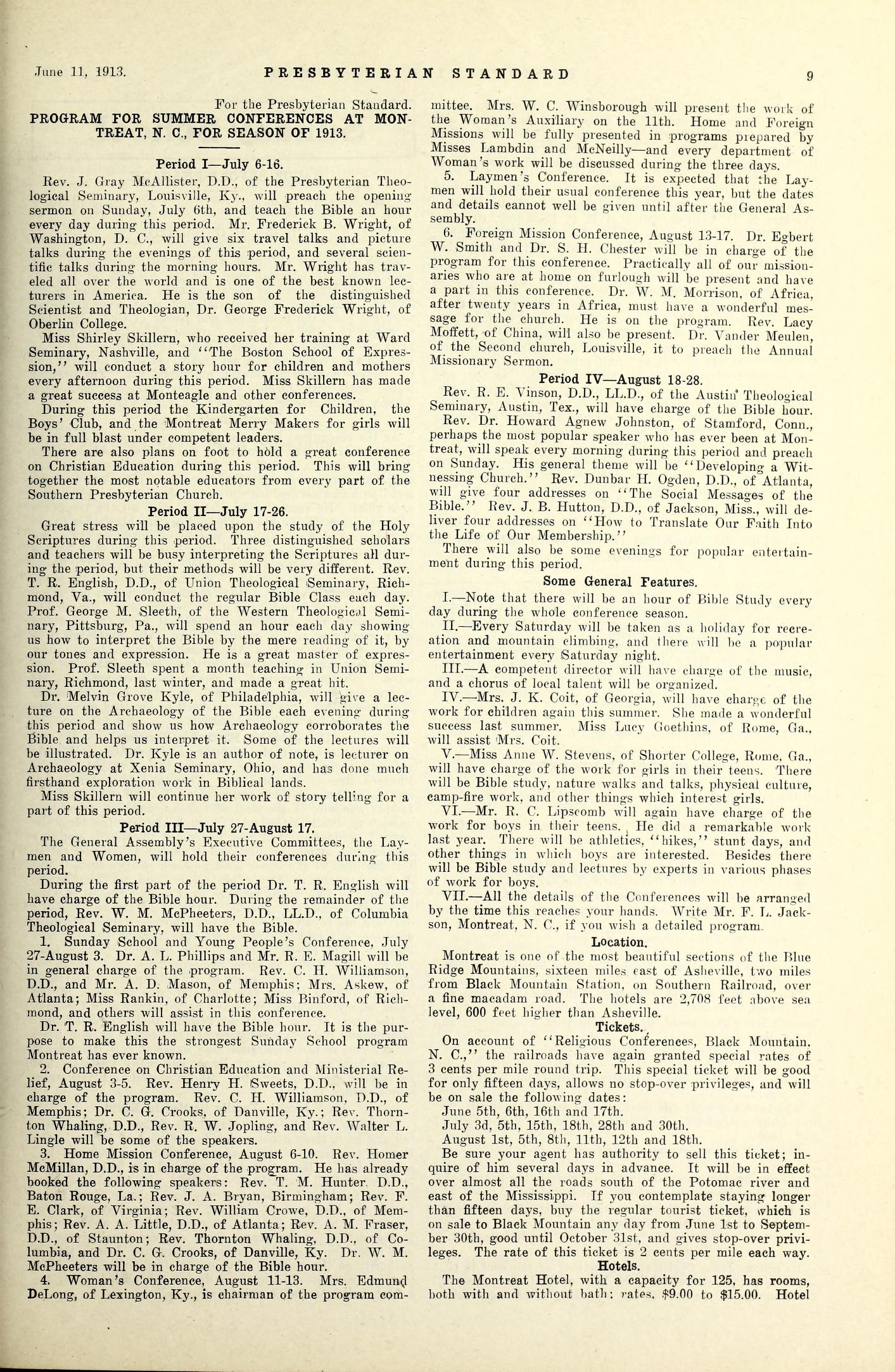 Montreat Summer Conferences